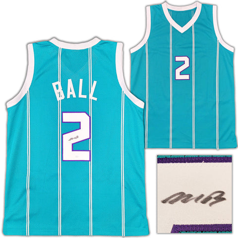 CHARLOTTE HORNETS LAMELO BALL AUTOGRAPHED SIGNED TEAL JERSEY JSA STOCK #207820