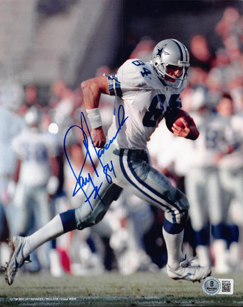 Cowboys Jay Novacek Authentic Signed 8x10 Vertical Running Photo BAS 2