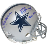 Roger Staubach Drew Pearson Signed Dallas Cowboys Mini Helmet Beckett 43049