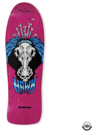 Tony Hawk Signed Birdhouse Vulture Pink Stain Old School Skateboard Deck UDA