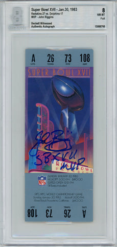 John Riggins Autographed Super Bowl XVII Ticket Stub SB MVP Grade 8 BAS 42980