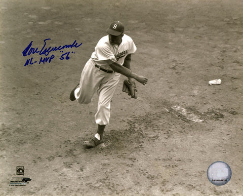Don Newcombe Signed Dodgers B&W Pitching 8x10 Photo w/NL MVP 56 - (SCHWARTZ COA)