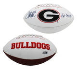 Terrell Davis Signed Georgia Bulldogs Embroidered Logo NCAA Football with "Go Da