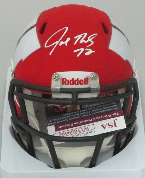 Badgers JOE THOMAS Signed Riddell AMP Speed Mini Helmet AUTO chof - JSA