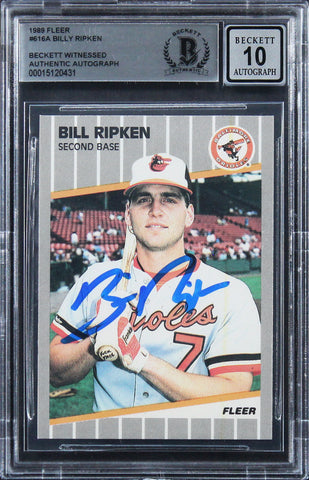 Orioles Billy Ripken Authentic Signed 1989 Fleer #616A Card Auto 10! BAS Slabbed