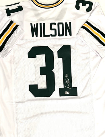 Packers Running Back EMANUEL WILSON Signed Custom Replica White Jersey AUTO BAS