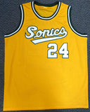 SEATTLE SONICS SPENCER HAYWOOD AUTOGRAPHED GOLD JERSEY "HOF 15" MCS HOLO 104223
