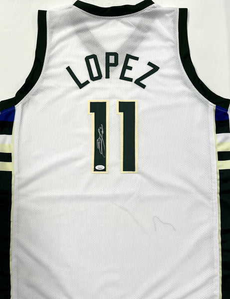 Bucks NBA Champ BROOK LOPEZ Signed Milw Custom Replica White Jersey AUTO - JSA