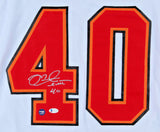 Mike Alstott Signed Tampa Bay Buccaneers Jersey (Beckett COA) 6xPro Bowl Full Bk