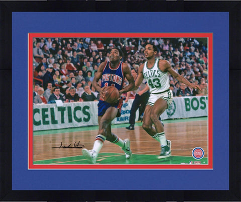 Framed Isiah Thomas Detroit Pistons Signed 16x20 vs Celtics Photo