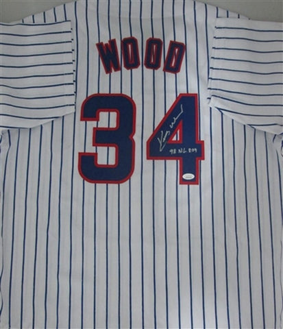 Cubs KERRY WOOD Signed Custom Pinstripe Replica Jersey AUTO w/ ROY 98 - JSA