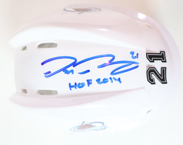 Peter Forsberg Autographed & Inscribed Avalanche White Mini Helmet | JSA COA