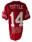 Y.A. Tittle HOF Signed/Inscr Red Giants Custom Football Stats Jersey JSA XHC71