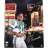 Joe Namath Autographed/Signed New York Jets 16x20 Photo Beckett Witness 53357