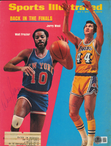 Jerry West & Walt Frazier Autographed Sports Illustrated Cover Beckett #AE08286