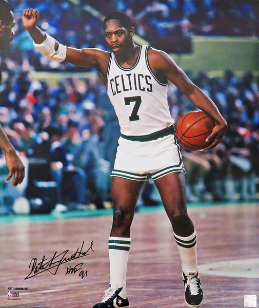 Nate Archibald Signed Celtics White Jersey Action 16x20 Photo w/HOF'91 -(SS COA)