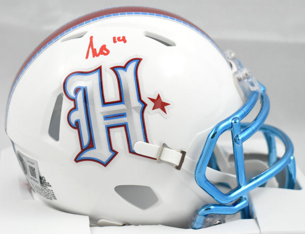 Kayshon Boutte Autographed Texans Rivalries Speed Mini Helmet - Beckett W Holo