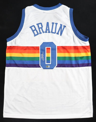 Christian Braun Signed Denver Nuggets Throwback Jersey (Beckett) 2023 NBA Champs