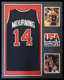 FRAMED ALONZO MOURNING AUTOGRAPHED SIGNED USA DREAM TEAM JERSEY JSA COA