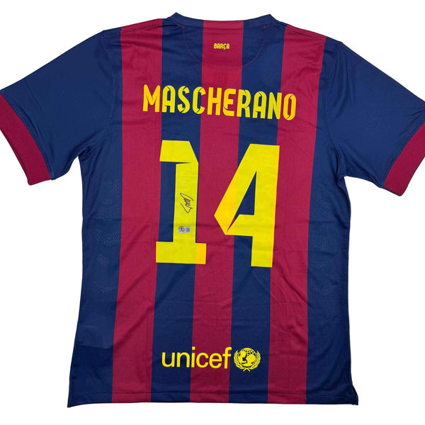 Autographed/Signed Javier Mascherano FC Barcelona Blue Jersey Beckett BAS COA
