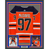 Framed Autographed/Signed Connor McDavid 35x39 Edmonton Orange Jersey BAS COA