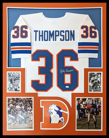 FRAMED DENVER BRONCOS BILLY THOMPSON AUTOGRAPHED SIGNED JERSEY JSA COA