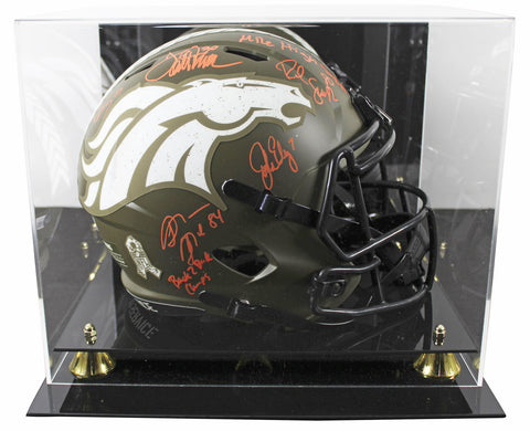 Broncos (5) Elway, Sharpe, Davis +2 Signed STS F/S Speed Rep Helmet W/ Case BAS
