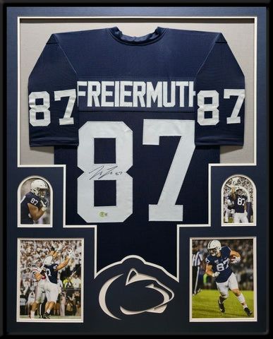 FRAMED PENN STATE NITTANY LIONS PAT FREIERMUTH AUTOGRAPHED JERSEY BECKETT HOLO