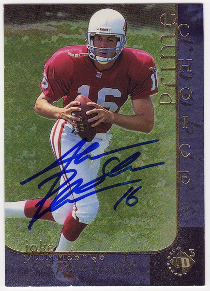 Jake Plummer Signed Cardinals 1997 UD Rookie Football Card #6 w/Snake - (SS COA)