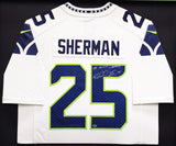SEAHAWKS RICHARD SHERMAN AUTOGRAPHED FRAMED WHITE NIKE TWILL JERSEY RS 221132