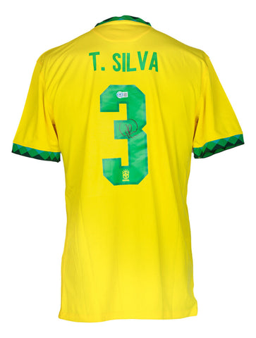 Thiago Silva Signed Yellow Nike Brazil Soccer Jersey BAS ITP