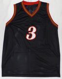 Philadelphia 76ers Allen Iverson Autographed Black Jersey Beckett QR #W997564