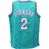 Larry Johnson Autographed/Signed Pro Style Green Jersey JSA 43523