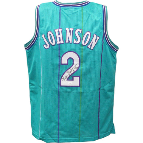 Larry Johnson Autographed/Signed Pro Style Green Jersey JSA 43523