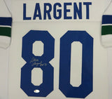 SEAHAWKS STEVE LARGENT AUTOGRAPHED FRAMED WHITE JERSEY "HOF 95" PSA/DNA 94215