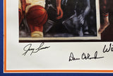 1973 NBA Champion Knicks Team Autographed Framed Litho 7 Sigs Beckett AC94183