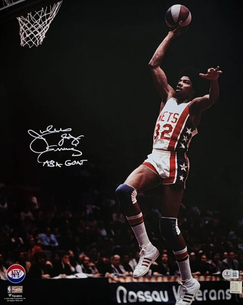Julius Dr. J Erving Signed NY Nets ABA 16x20 Photo W/ ABA GOAT Beckett Witnessed