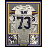 FRAMED Autographed/Signed RON YARY HOF 01 33x42 Minnesota White Jersey JSA COA