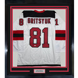 Framed Autographed/Signed Arseni Gritsyuk 35x39 NJ White Jersey JSA COA