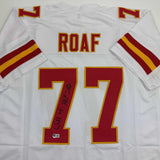 Autographed/Signed Willie Roaf HOF 2012 Kansas City White Jersey Beckett BAS COA