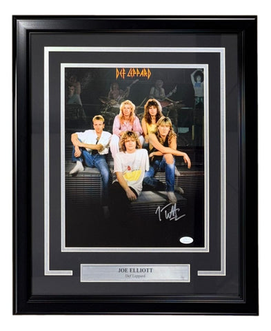 Joe Elliott Signed Framed 11x14 Def Leppard Band Collage Photo 2 JSA ITP