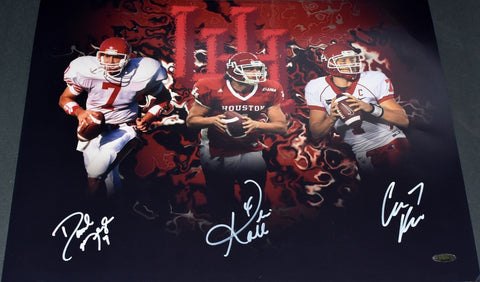 CASE KEENUM KEVIN KOLB DAVID KLINGLER SIGNED HOUSTON COUGARS 16x20 PHOTO TRISTAR