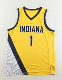 Obi Toppin Signed Indianapolis Pacers Yellow Jersey Inscribed Go Pacers/ Beckett