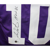 Fran Tarkenton Autographed/Signed Pro Style Purple HOF Jersey Beckett 44019