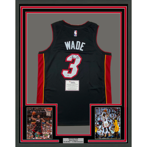 Framed Autographed/Signed Dwyane Wade 33x42 Heat Authentic Jersey Fanatics COA