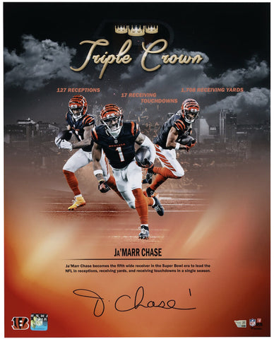 Ja'Marr Chase Autographed Bengals Triple Crown 16" x 20" Photo Fanatics
