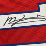 Autographed/Signed Mac Jones New England Red Jersey Beckett BAS COA