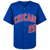 Derrek Lee Signed Blue Custom Baseball Jersey w/05 NL Batting Champ - (SS COA)