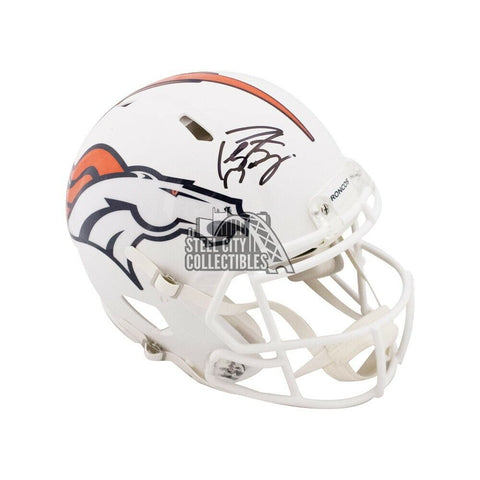 Peyton Manning Autographed Broncos Flat White Authentic F/S Helmet - Fanatics