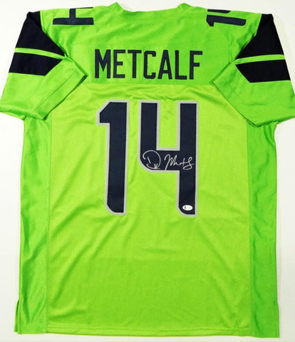 DK Metcalf Autographed Green Pro Style Jersey- Beckett W *Silver *4